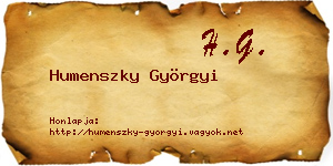 Humenszky Györgyi névjegykártya